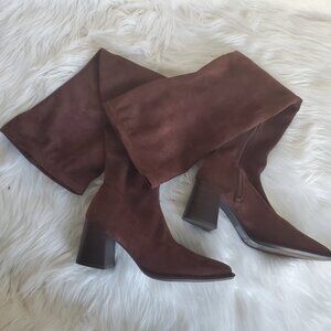 Forever 21 Brown Over The Knee Side Zipper Suede Boot SZ 6